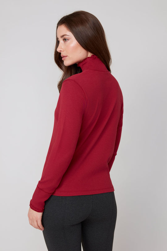 R7779 - Double Layer Ruffle Mock Neck Top-02-Tops/Blouses-Renuar-Krista Anne's Boutique, Women's Fashion and Accessories Located in Oklahoma City, OK and Black Mountain, NC