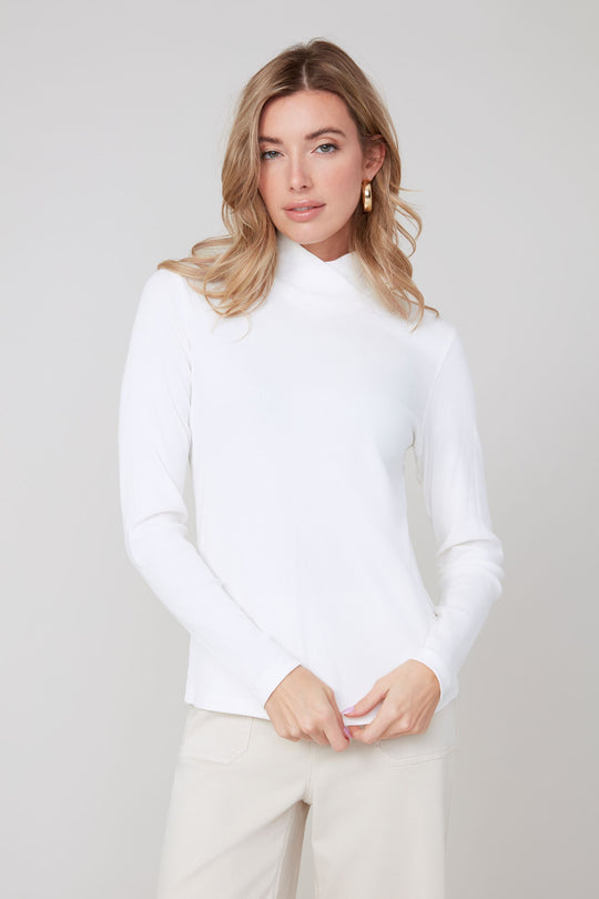 R7801 - Cross Over Mock Neck Top-02-Tops/Blouses-Renuar-Krista Anne's Boutique, Women's Fashion and Accessories Located in Oklahoma City, OK and Black Mountain, NC