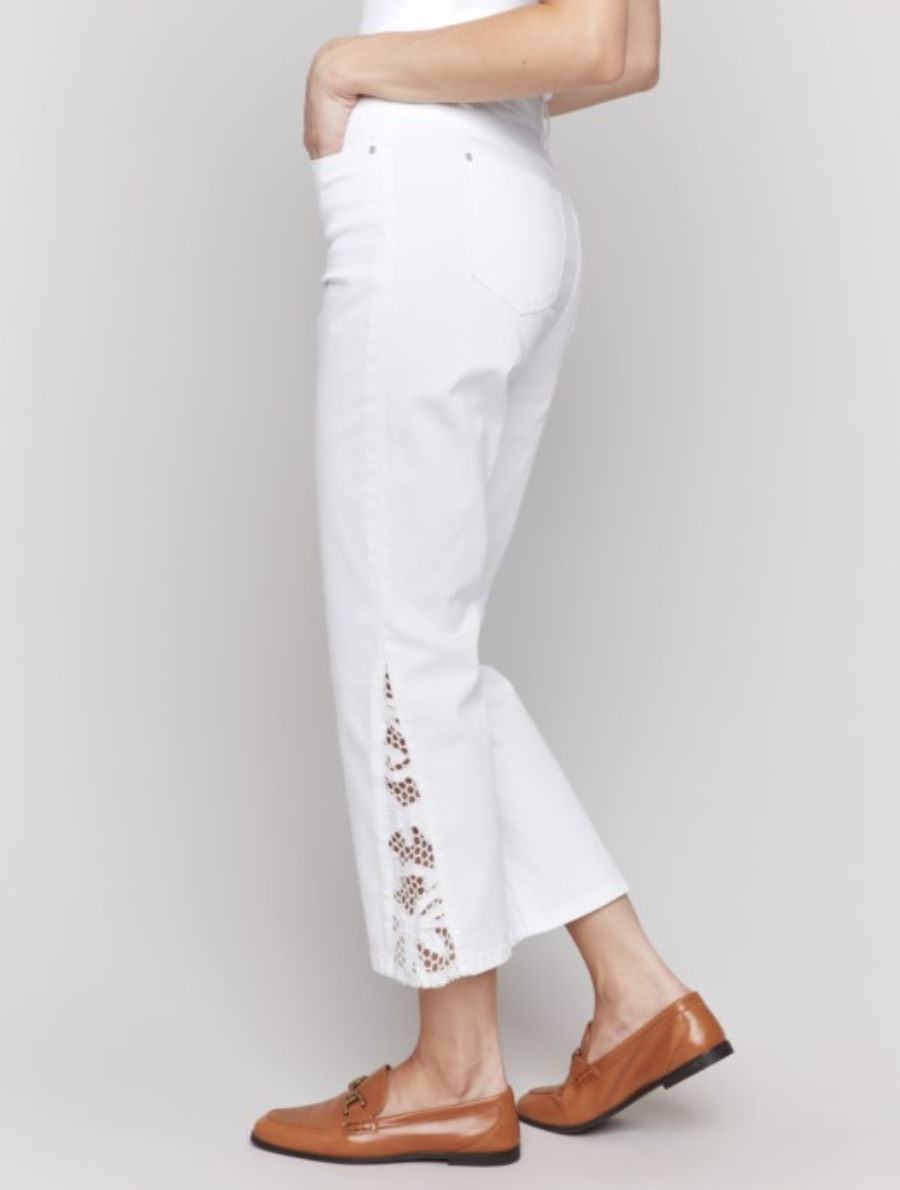 C5643-618A - Side Lace Detail Pant-04-Bottoms-Charlie B.-Krista Anne's Boutique, Women's Fashion and Accessories Located in Oklahoma City, OK and Black Mountain, NC