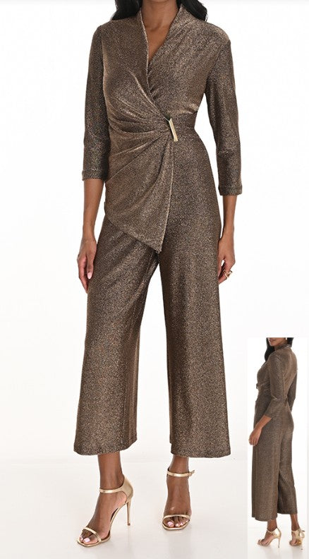 259297 - Shimmer Crossover Jumpsuit-06-Dresses/Jumpsuits-Frank Lyman-Krista Anne's Boutique, Women's Fashion and Accessories Located in Oklahoma City, OK and Black Mountain, NC
