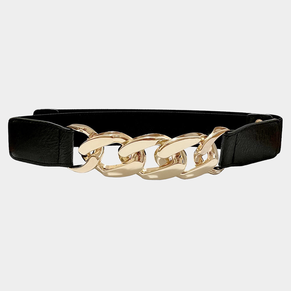 WB0367 - Chain Link Accented Elastic Belt-09-Accessories-Wona Trading, Inc.-Krista Anne's Boutique, Women's Fashion and Accessories Located in Oklahoma City, OK and Black Mountain, NC