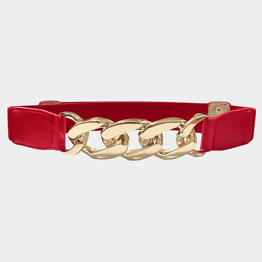 WB0367 - Chain Link Accented Elastic Belt-09-Accessories-Wona Trading, Inc.-Krista Anne's Boutique, Women's Fashion and Accessories Located in Oklahoma City, OK and Black Mountain, NC