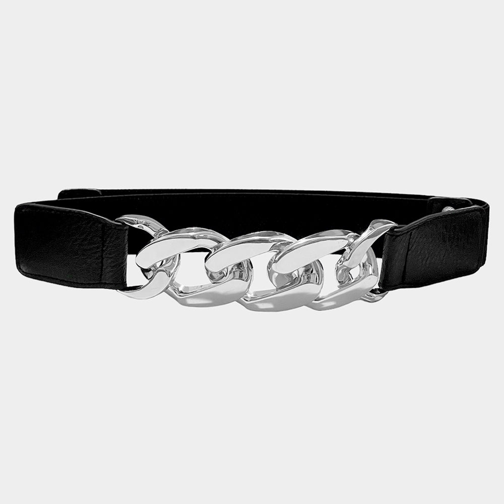WB0367 - Chain Link Accented Elastic Belt-09-Accessories-Wona Trading, Inc.-Krista Anne's Boutique, Women's Fashion and Accessories Located in Oklahoma City, OK and Black Mountain, NC