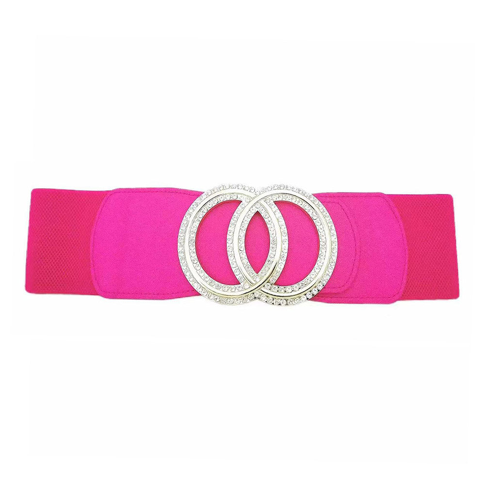 WB0374 - Double O-Buckle Elastic Belt-09-Accessories-Wona Trading, Inc.-Krista Anne's Boutique, Women's Fashion and Accessories Located in Oklahoma City, OK and Black Mountain, NC