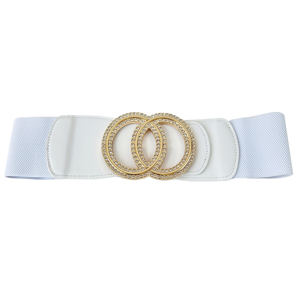 WB0374 - Double O-Buckle Elastic Belt-09-Accessories-Wona Trading, Inc.-Krista Anne's Boutique, Women's Fashion and Accessories Located in Oklahoma City, OK and Black Mountain, NC