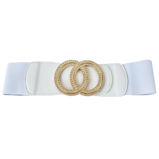 WB0374 - Double O-Buckle Elastic Belt-09-Accessories-Wona Trading, Inc.-Krista Anne's Boutique, Women's Fashion and Accessories Located in Oklahoma City, OK and Black Mountain, NC