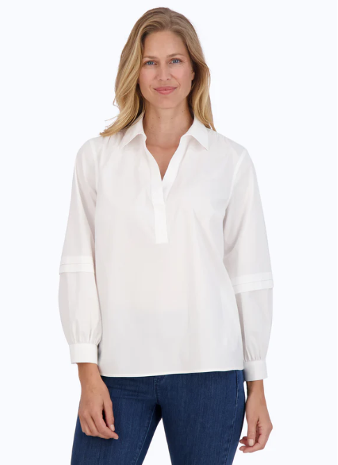 200610 - Frankie 3/4 Sleeve Popover-02-Tops/Blouses-Foxcroft-Krista Anne's Boutique, Women's Fashion and Accessories Located in Oklahoma City, OK and Black Mountain, NC
