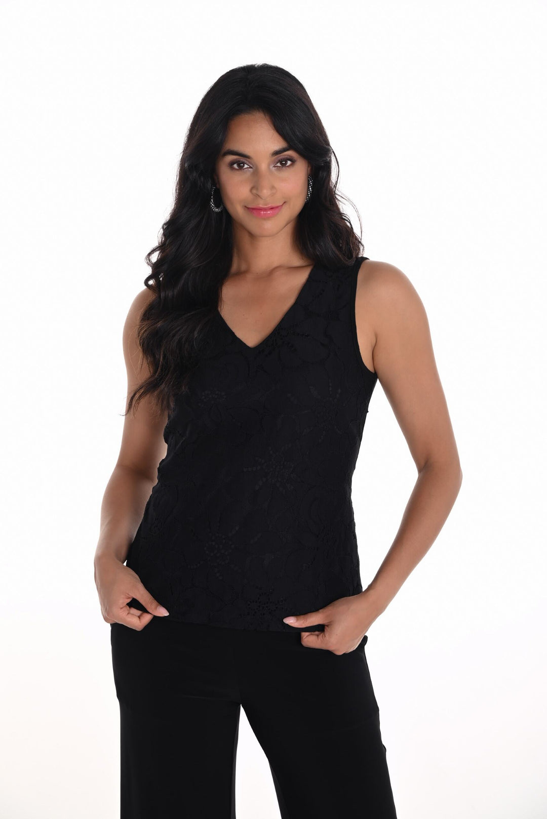 251267 - Lace V-Neck Sleeveless Top-03-Tees/Tanks-Frank Lyman-Krista Anne's Boutique, Women's Fashion and Accessories Located in Oklahoma City, OK and Black Mountain, NC