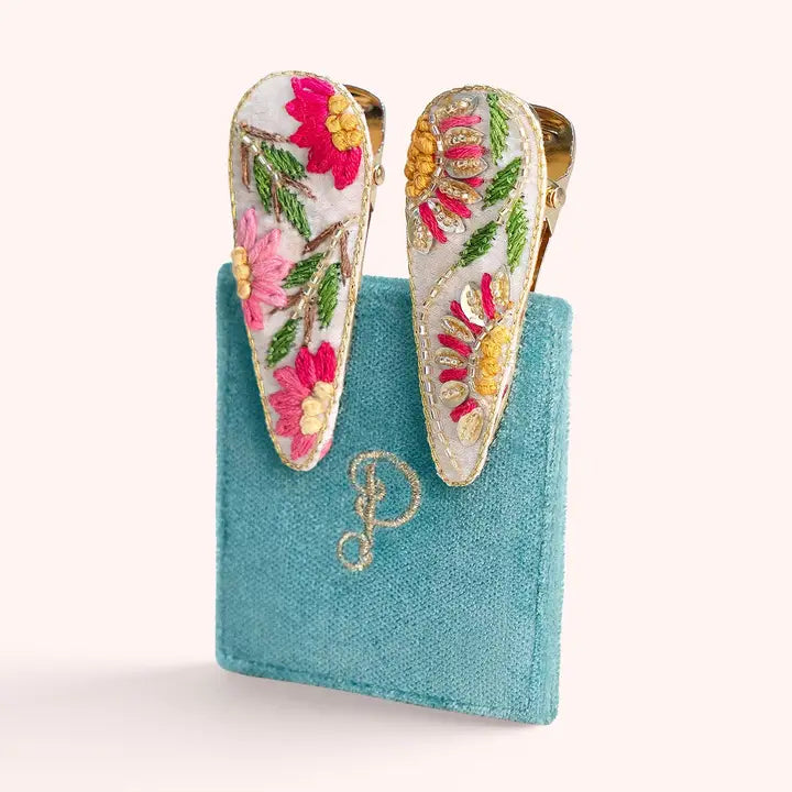 JEW48 - Sunflower Jewelled Hair Clips (Set of 2)-09-Accessories-Powder-Krista Anne's Boutique, Women's Fashion and Accessories Located in Oklahoma City, OK and Black Mountain, NC