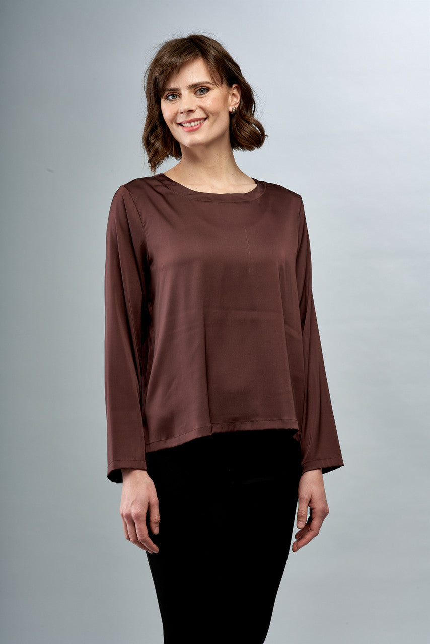 BCT6757 - Satin Scoop Neck Tee-02-Tops/Blouses-Insight-Krista Anne's Boutique, Women's Fashion and Accessories Located in Oklahoma City, OK and Black Mountain, NC
