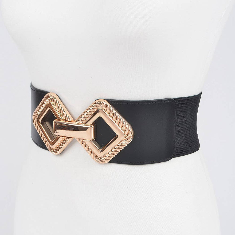 Double Diamond Buckle Stretch Belt-09-Accessories-3AM BY H&D ACCESSORIES-Krista Anne's Boutique, Women's Fashion and Accessories Located in Oklahoma City, OK and Black Mountain, NC
