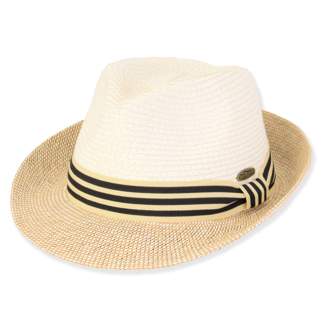 HTT1202 - Two-Tone Paperbraid Fedora-09-Accessories-Sun 'N Sand-Krista Anne's Boutique, Women's Fashion and Accessories Located in Oklahoma City, OK and Black Mountain, NC