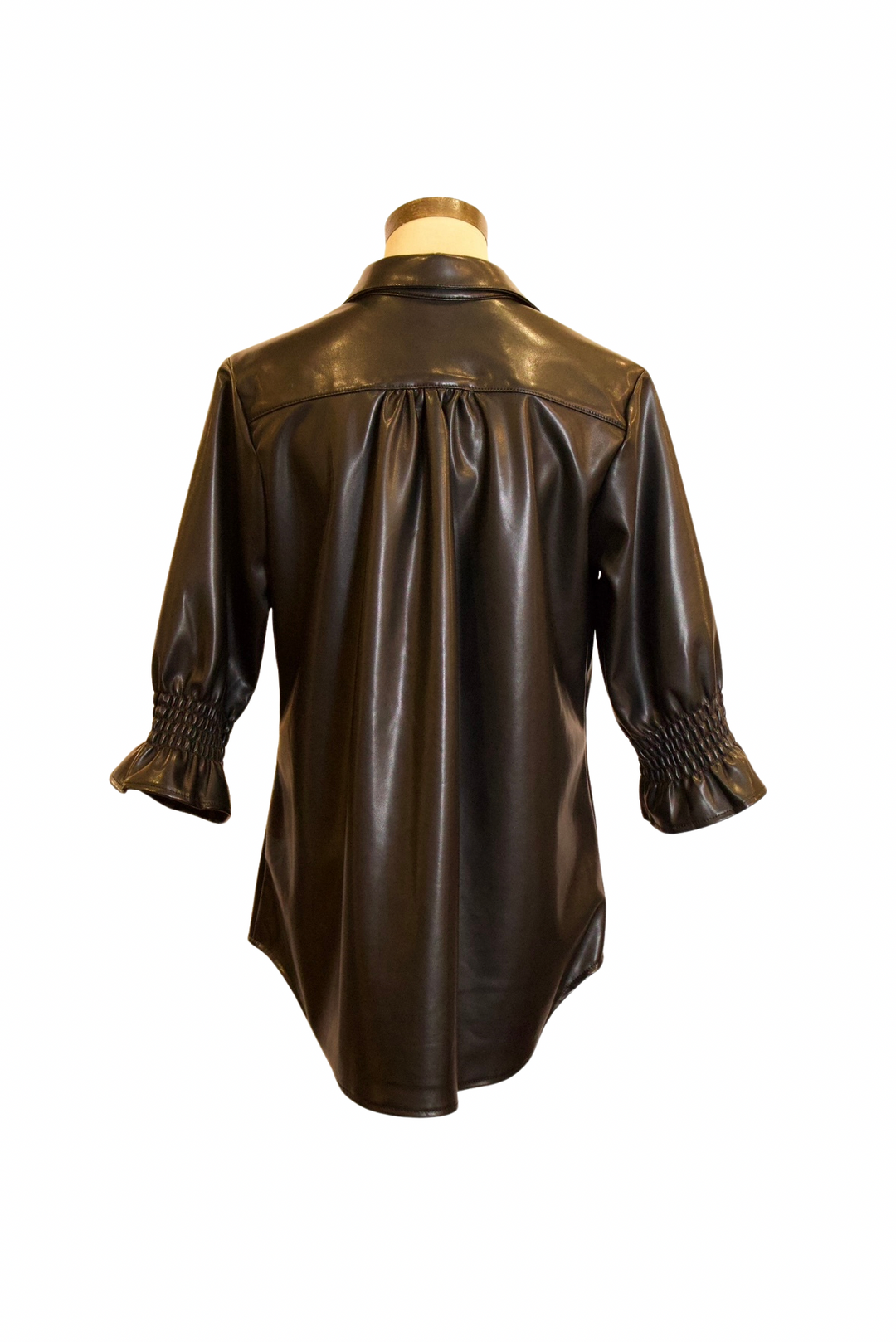 628524 - Vegan Leather Blouse-02-Tops/Blouses-Boho Chic-Krista Anne's Boutique, Women's Fashion and Accessories Located in Oklahoma City, OK and Black Mountain, NC