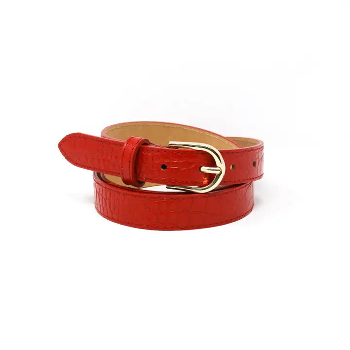 CINT-31 - Leather Croc Belt-09-Accessories-German Fuentes-Krista Anne's Boutique, Women's Fashion and Accessories Located in Oklahoma City, OK and Black Mountain, NC