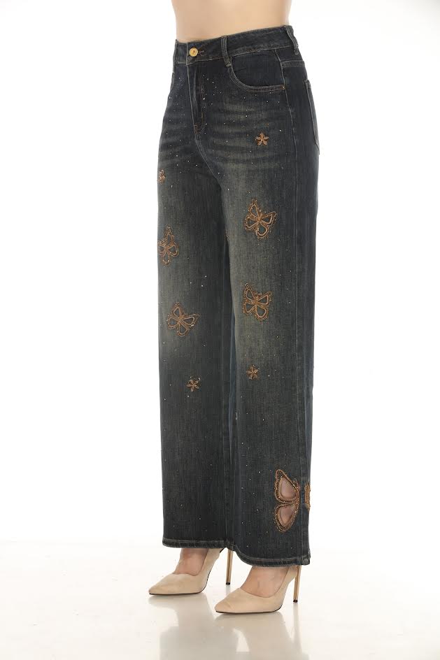 Z13507 - Sue Butterfly Jeans-04-Bottoms-AZI-Krista Anne's Boutique, Women's Fashion and Accessories Located in Oklahoma City, OK and Black Mountain, NC