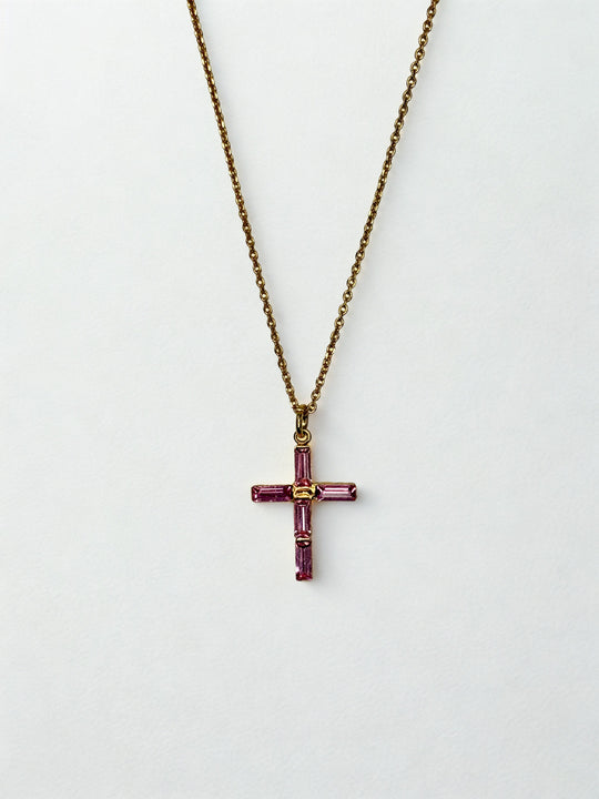N-5518/1-223209-YG - Petite Baguette Cross Necklace-10-Jewelry-Mariana-Krista Anne's Boutique, Women's Fashion and Accessories Located in Oklahoma City, OK and Black Mountain, NC