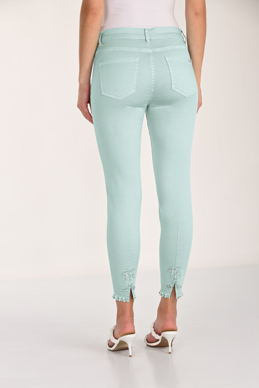261661 - Palm Tree Crystal Crop Jeans-04-Bottoms-Frank Lyman-Krista Anne's Boutique, Women's Fashion and Accessories Located in Oklahoma City, OK and Black Mountain, NC