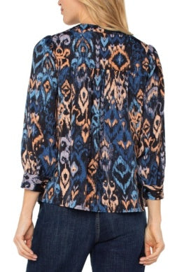 LM8B72H65P17 - 3/4 Sleeve V-neck Popover Woven Blouse-02-Tops/Blouses-Liverpool-Krista Anne's Boutique, Women's Fashion and Accessories Located in Oklahoma City, OK and Black Mountain, NC