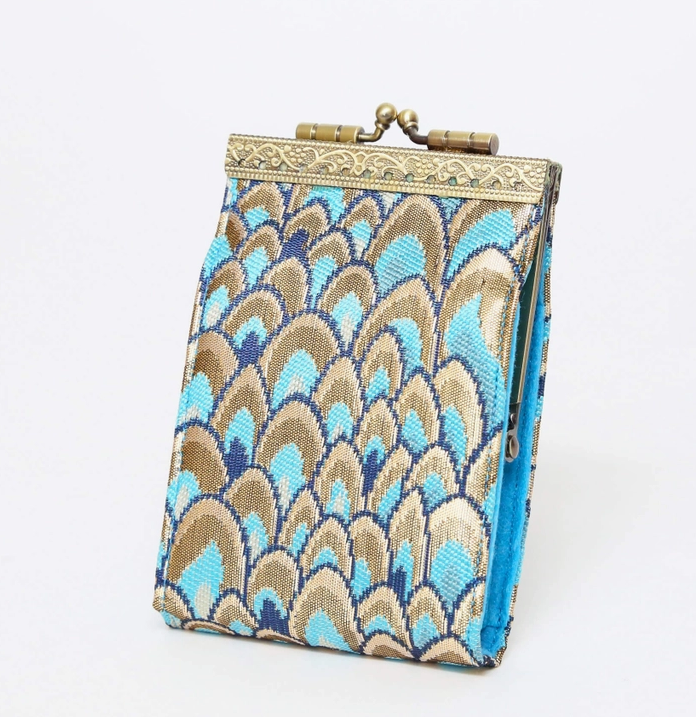 CHR-103 - Small Feathers Brocade Card Wallet with RFID Protection-12-Gifts-Cathayana-Krista Anne's Boutique, Women's Fashion and Accessories Located in Oklahoma City, OK and Black Mountain, NC