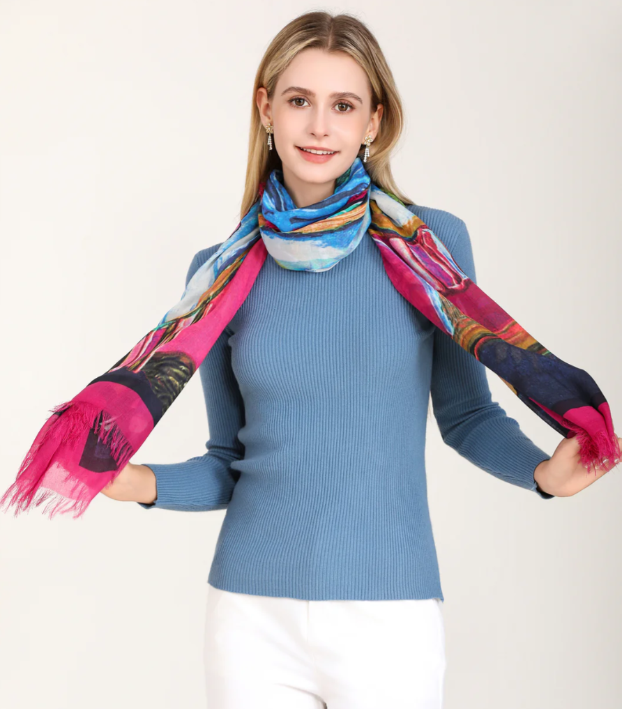 D-1009 - "Seat at the Table" Silk Blend Scarf-08-Scarves/Wraps-Love's Pure Light-Krista Anne's Boutique, Women's Fashion and Accessories Located in Oklahoma City, OK and Black Mountain, NC