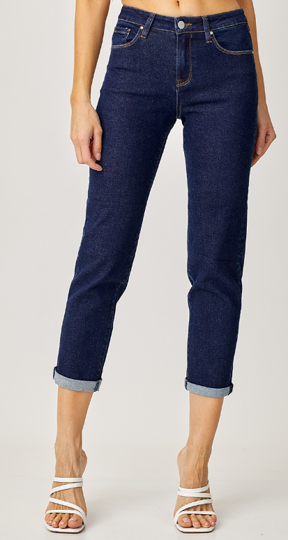 RDP5279 - Girlfriend Crop Jeans-04-Bottoms-Risen Jeans-Krista Anne's Boutique, Women's Fashion and Accessories Located in Oklahoma City, OK and Black Mountain, NC