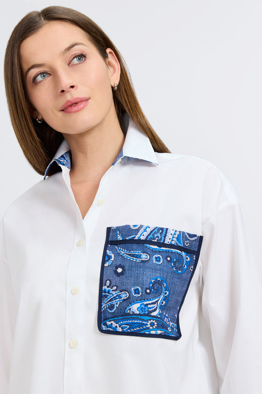 203824 - Marina Paisley Accent Blouse-02-Tops/Blouses-Foxcroft-Krista Anne's Boutique, Women's Fashion and Accessories Located in Oklahoma City, OK and Black Mountain, NC