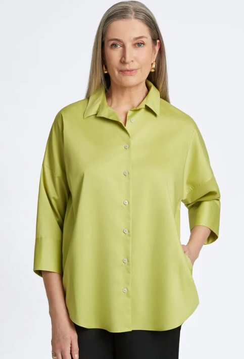 202480- Avery 3/4 Sleeve Shirt w/ Sash-02-Tops/Blouses-Foxcroft-Krista Anne's Boutique, Women's Fashion and Accessories Located in Oklahoma City, OK and Black Mountain, NC