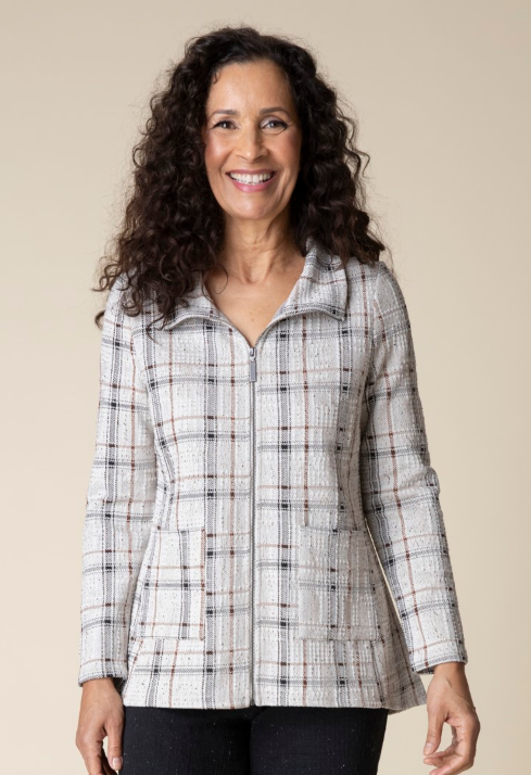 32847 - Windowpane Plaid Swing Jacket-01-Jackets/Blazers-Habitat-Krista Anne's Boutique, Women's Fashion and Accessories Located in Oklahoma City, OK and Black Mountain, NC