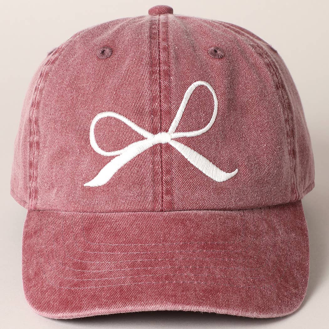 Bow Embroidered Cotton Baseball Cap-09-Accessories-Fashion City-Krista Anne's Boutique, Women's Fashion and Accessories Located in Oklahoma City, OK and Black Mountain, NC