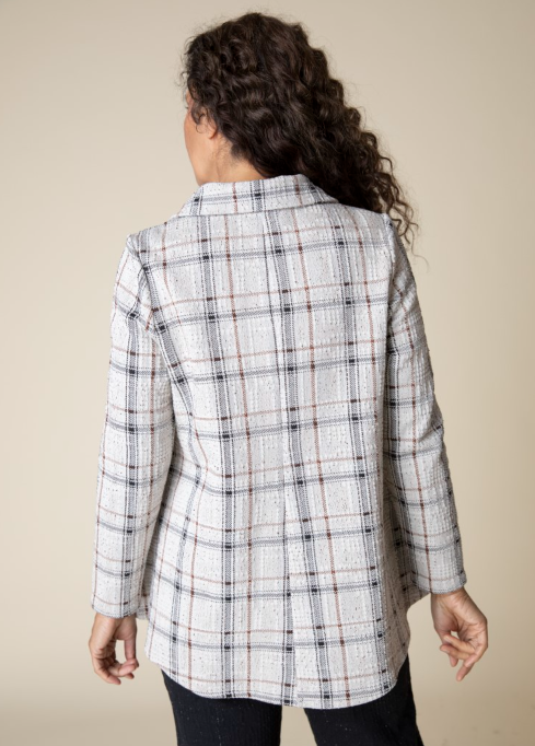 32847 - Windowpane Plaid Swing Jacket-01-Jackets/Blazers-Habitat-Krista Anne's Boutique, Women's Fashion and Accessories Located in Oklahoma City, OK and Black Mountain, NC