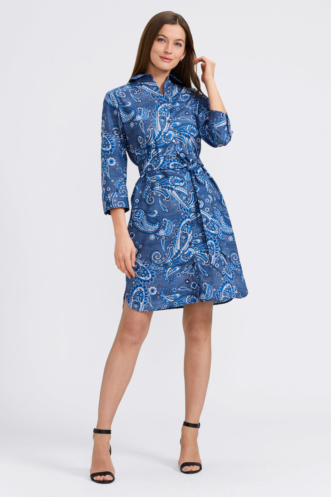 203826 - Rocca 3/4 Sleeve Paisley Dress-02-Tops/Blouses-Foxcroft-Krista Anne's Boutique, Women's Fashion and Accessories Located in Oklahoma City, OK and Black Mountain, NC
