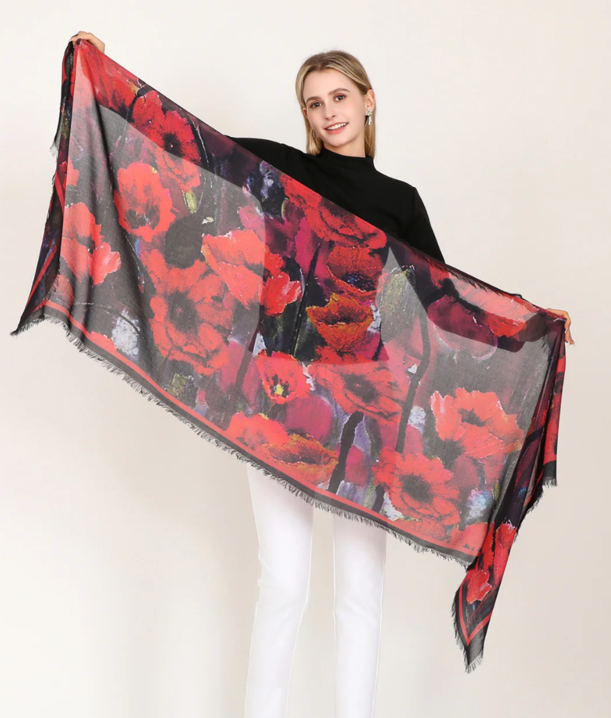 D-819 - "Faith Like a Poppyseed" Silk Blend Oblong Scarf-08-Scarves/Wraps-Love's Pure Light-Krista Anne's Boutique, Women's Fashion and Accessories Located in Oklahoma City, OK and Black Mountain, NC