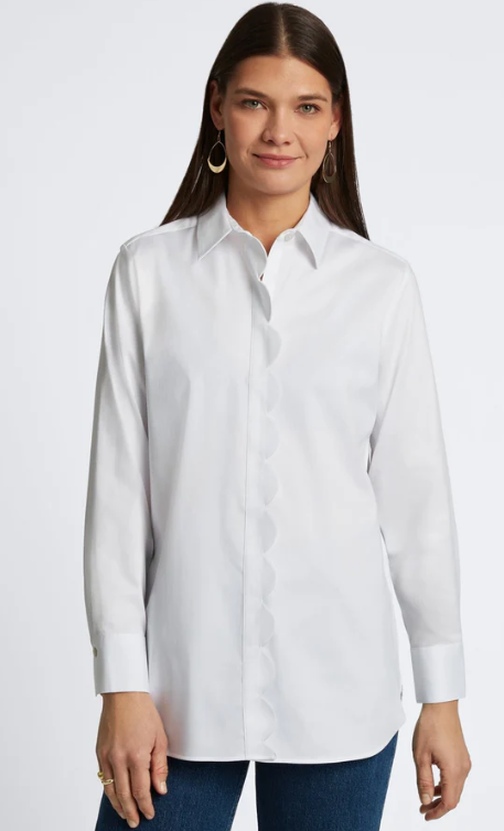 201707 - Layla Scallop-Placket Blouse-02-Tops/Blouses-Foxcroft-Krista Anne's Boutique, Women's Fashion and Accessories Located in Oklahoma City, OK and Black Mountain, NC