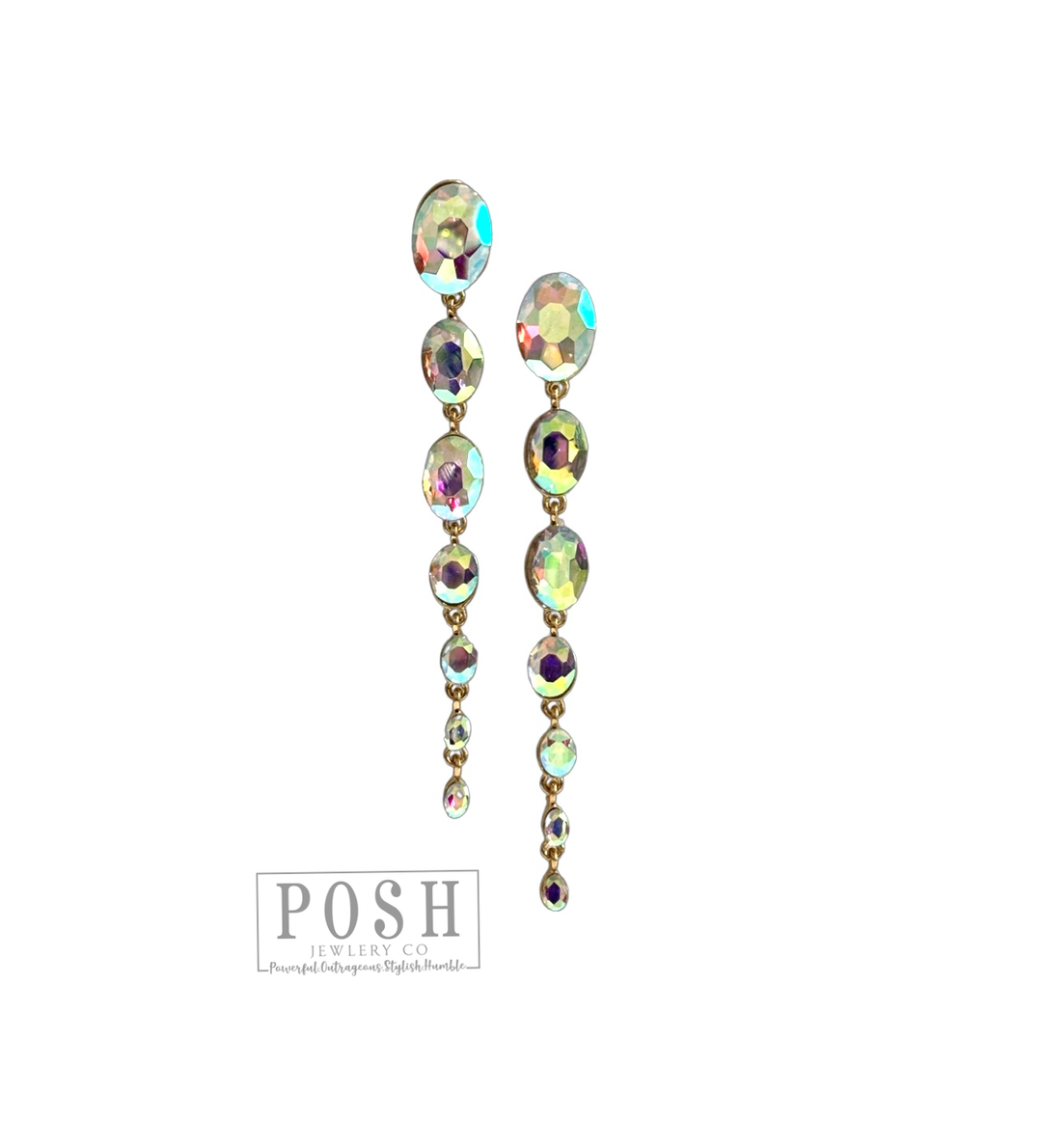 9PE501 - Oval rhinestone drop earring-10-Jewelry-Pink Panache Brands-Krista Anne's Boutique, Women's Fashion and Accessories Located in Oklahoma City, OK and Black Mountain, NC