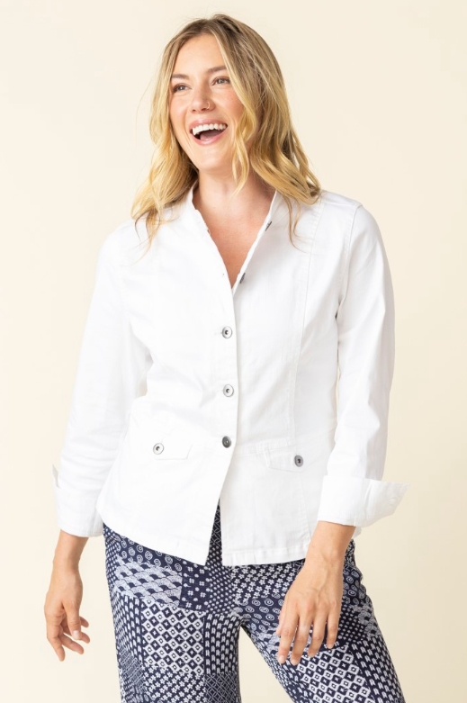 11412 - Stretch Denim Moto Jacket-01-Jackets/Blazers-Habitat-Krista Anne's Boutique, Women's Fashion and Accessories Located in Oklahoma City, OK and Black Mountain, NC
