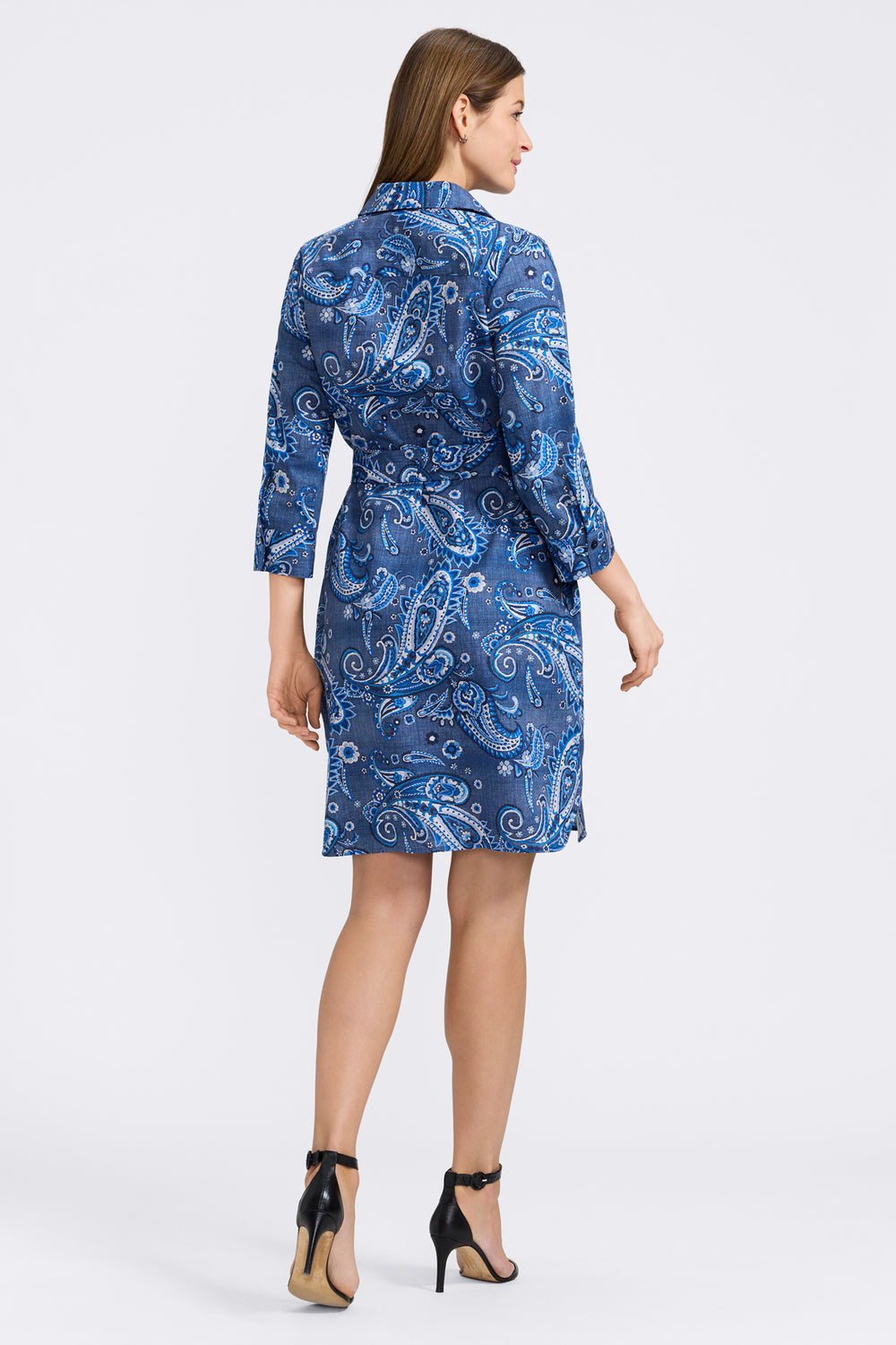 203826 - Rocca 3/4 Sleeve Paisley Dress-02-Tops/Blouses-Foxcroft-Krista Anne's Boutique, Women's Fashion and Accessories Located in Oklahoma City, OK and Black Mountain, NC