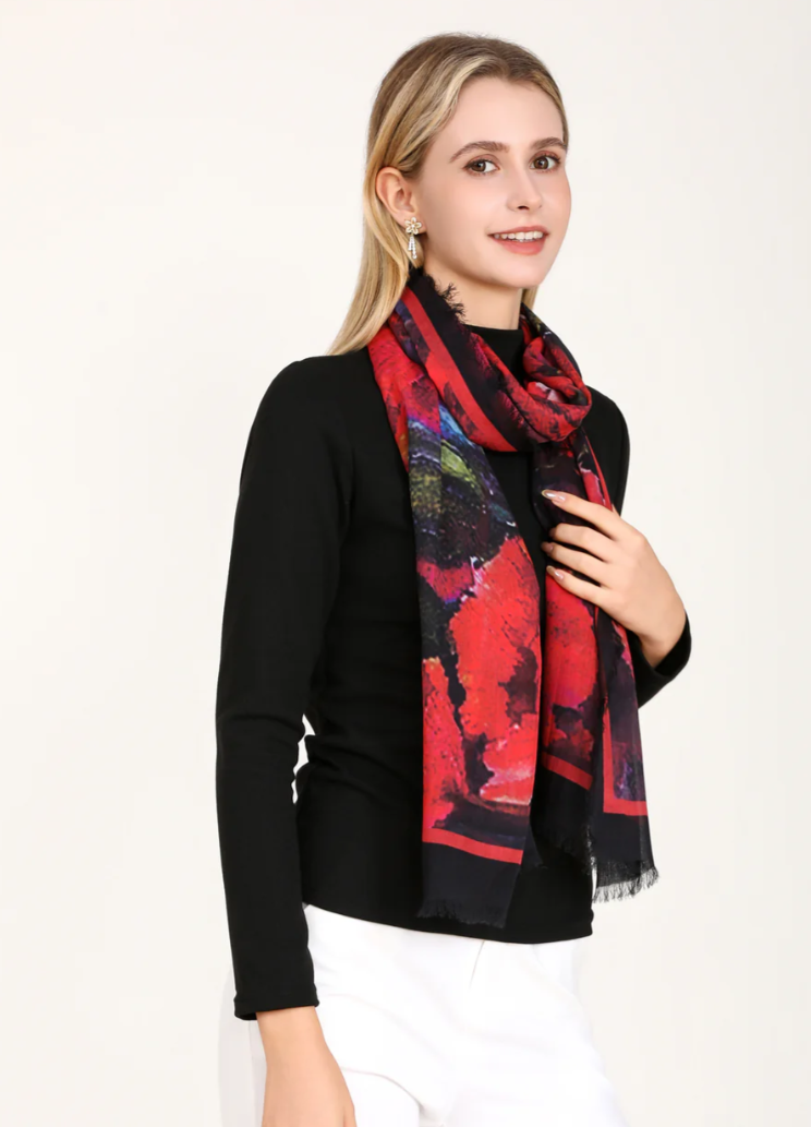 D-819 - "Faith Like a Poppyseed" Silk Blend Oblong Scarf-08-Scarves/Wraps-Love's Pure Light-Krista Anne's Boutique, Women's Fashion and Accessories Located in Oklahoma City, OK and Black Mountain, NC