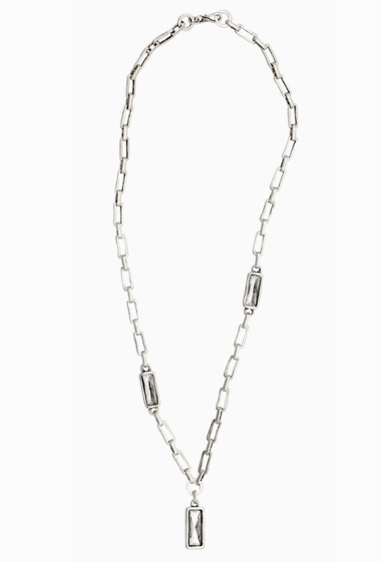 3105 - Rectangle Crystal Pendant Chain Necklace-10-Jewelry-Ancient Bazaar-Krista Anne's Boutique, Women's Fashion and Accessories Located in Oklahoma City, OK and Black Mountain, NC