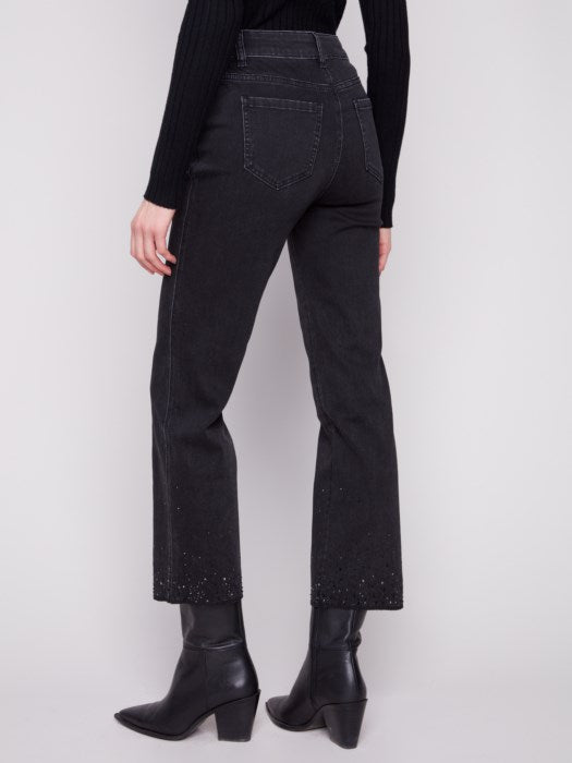 C5692-551A - Straight Leg Stretch Denim Pants With Rhinestone Hem-04-Bottoms-Charlie B.-Krista Anne's Boutique, Women's Fashion and Accessories Located in Oklahoma City, OK and Black Mountain, NC