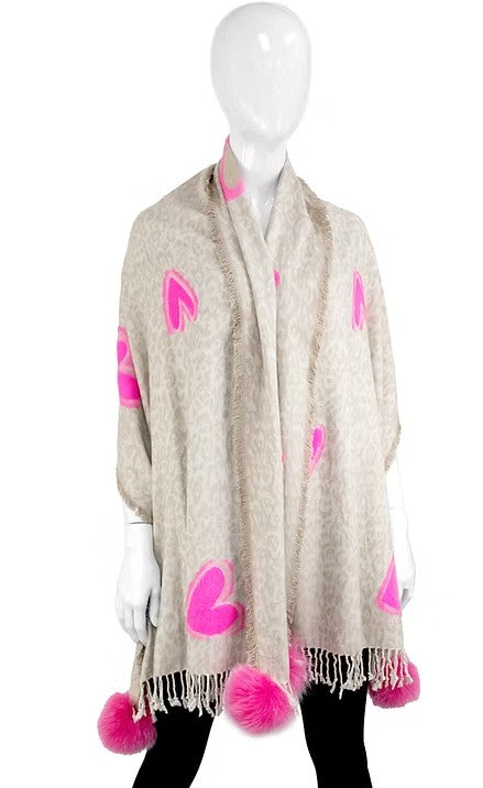 SCAJ24 - Animal Print Camo Woven Scarf w/ Sequin Hearts-08-Scarves/Wraps-Mitchie's Matchings-Krista Anne's Boutique, Women's Fashion and Accessories Located in Oklahoma City, OK and Black Mountain, NC
