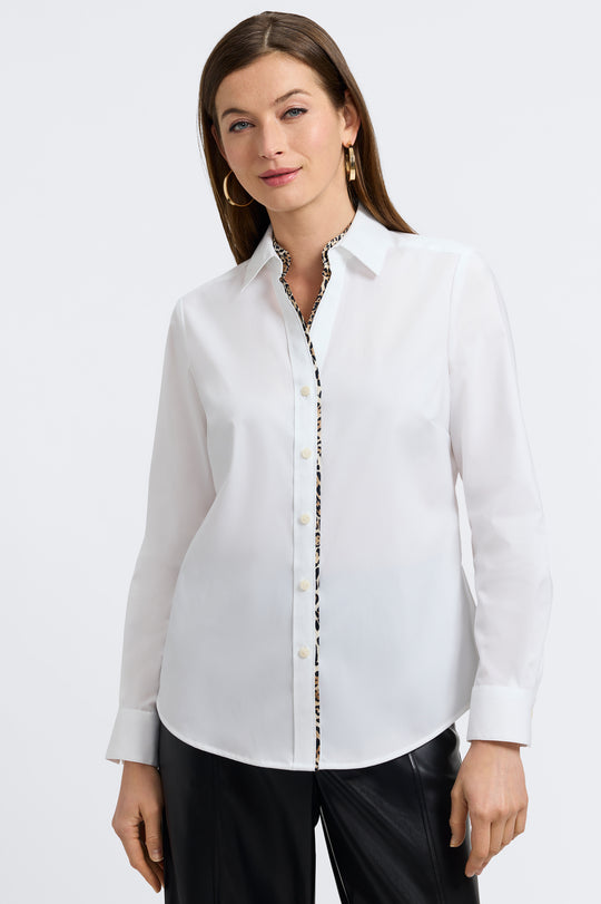 204509 - Marlee Animal Trim Blouse-02-Tops/Blouses-Foxcroft-Krista Anne's Boutique, Women's Fashion and Accessories Located in Oklahoma City, OK and Black Mountain, NC