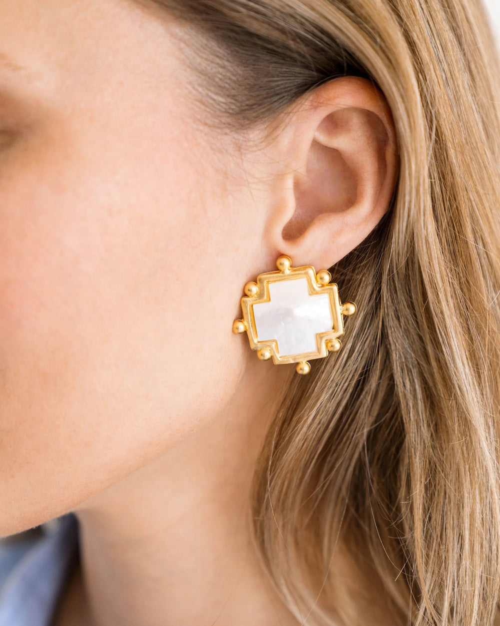 1874G - MOP Cross Stud Earrings-10-Jewelry-Susan Shaw-Krista Anne's Boutique, Women's Fashion and Accessories Located in Oklahoma City, OK and Black Mountain, NC