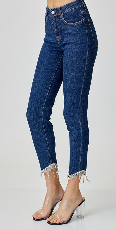 RDP5348 - Mid Rise Sparkle Hem Jeans-04-Bottoms-Risen Jeans-Krista Anne's Boutique, Women's Fashion and Accessories Located in Oklahoma City, OK and Black Mountain, NC