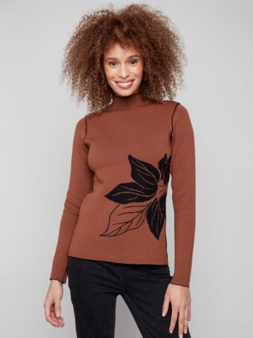 C2681PR-965B - Reversible Mock Neck Sweater-05-Sweaters-Charlie B.-Krista Anne's Boutique, Women's Fashion and Accessories Located in Oklahoma City, OK and Black Mountain, NC