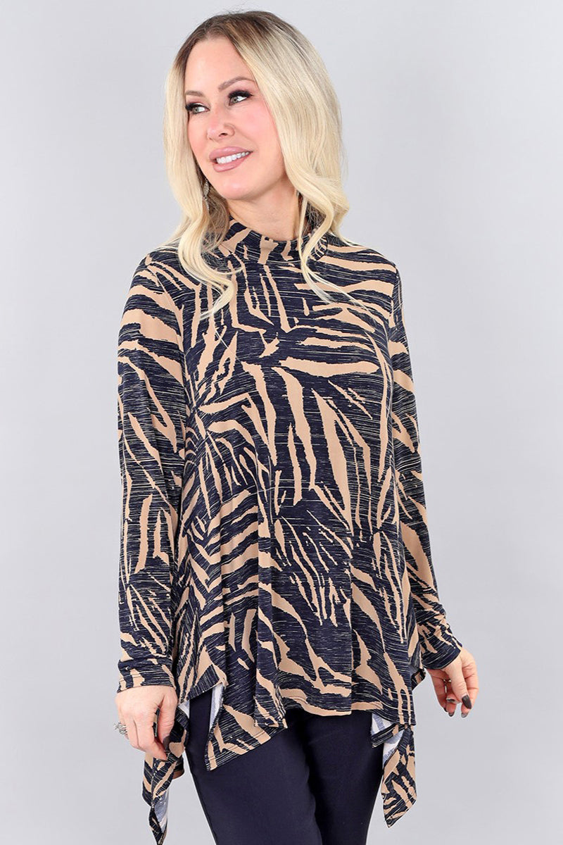 25F1960 - Stripe Print Mock Neck Top-02-Tops/Blouses-Michael Tyler Collections-Krista Anne's Boutique, Women's Fashion and Accessories Located in Oklahoma City, OK and Black Mountain, NC