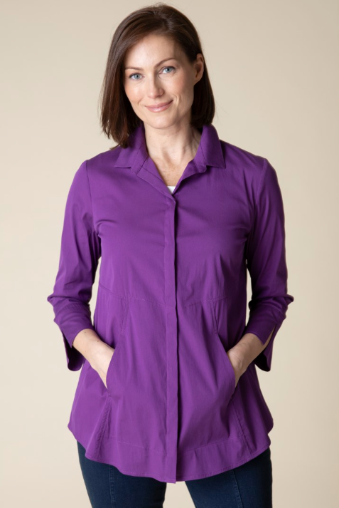 15019 - Hidden Placket Swing Shirt-02-Tops/Blouses-Habitat-Krista Anne's Boutique, Women's Fashion and Accessories Located in Oklahoma City, OK and Black Mountain, NC