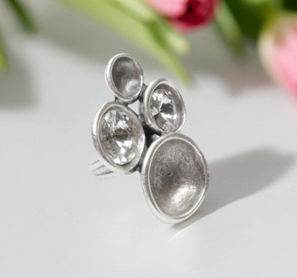 4484 - Multi-Stone Cluster Adjustable Ring-10-Jewelry-Ancient Bazaar-Krista Anne's Boutique, Women's Fashion and Accessories Located in Oklahoma City, OK and Black Mountain, NC
