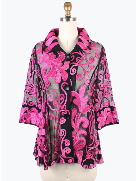 2394 - Ombre Vine Soutache Flare Jacket-1-Jackets/Blazers-Damee-Krista Anne's Boutique, Women's Fashion and Accessories Located in Oklahoma City, OK
