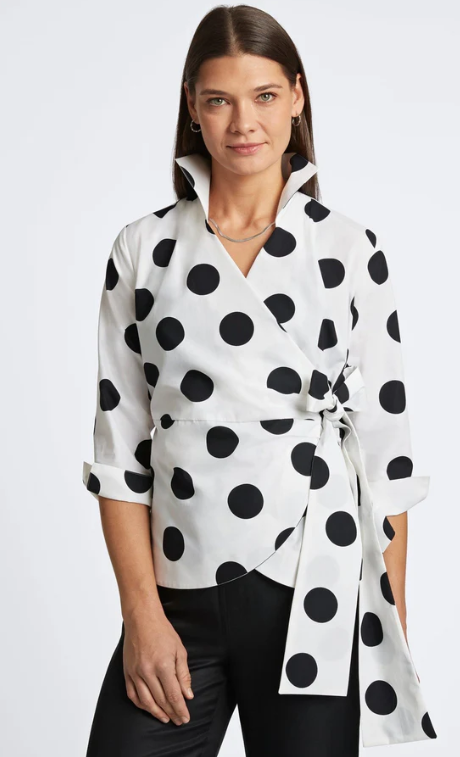 202764 - Salina Polka Dot Blouse-02-Tops/Blouses-Foxcroft-Krista Anne's Boutique, Women's Fashion and Accessories Located in Oklahoma City, OK and Black Mountain, NC