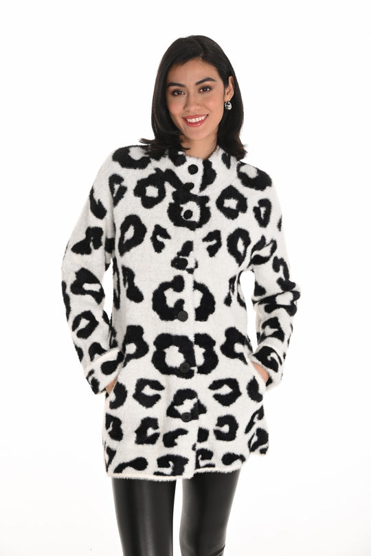 253723 - Fuzzy Animal Print Coatigan-01-Jackets/Blazers-Frank Lyman-Krista Anne's Boutique, Women's Fashion and Accessories Located in Oklahoma City, OK and Black Mountain, NC